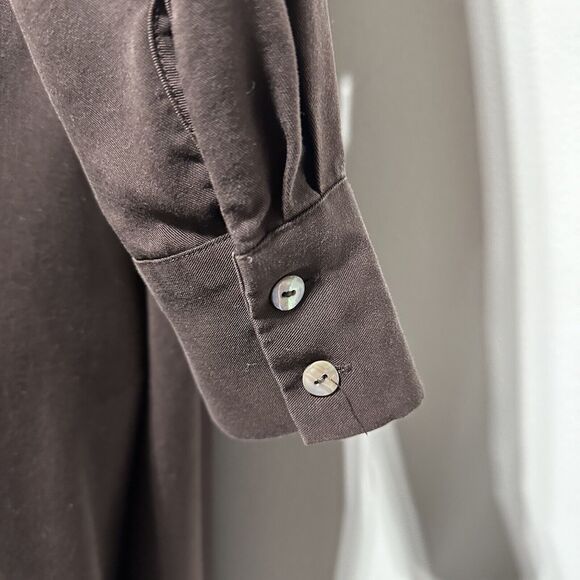 Soft Surroundings Quintessa Maxi Wrap Dress Pockets Size M Brown Long Sleeve - Picture 5 of 12